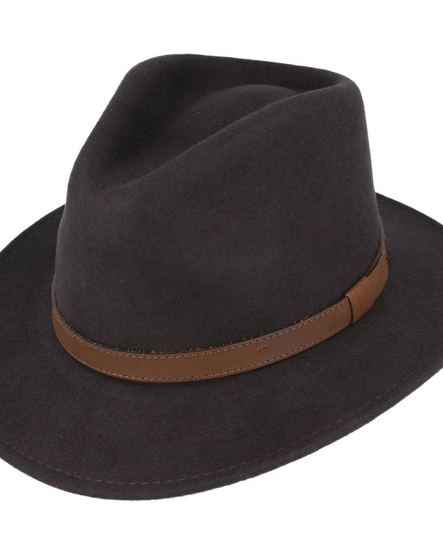 Fedora Hat Crushable Wool Felt With Leather Band