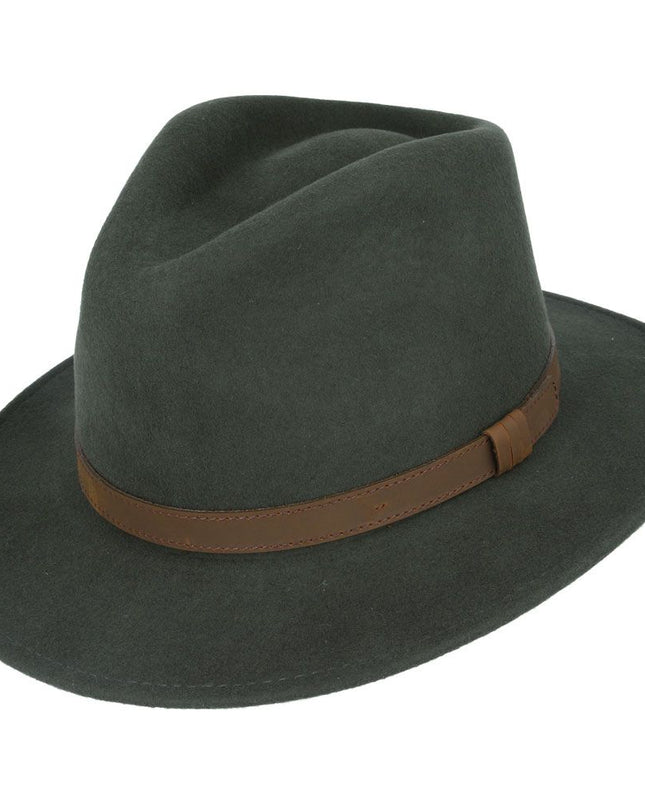 Fedora Hat Crushable Wool Felt With Leather Band