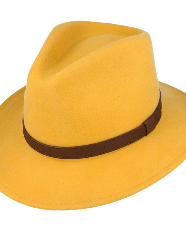 Fedora Hat Crushable Wool Felt With Leather Band