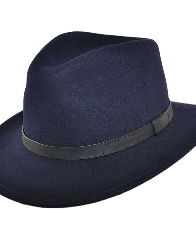 Fedora Hat Crushable Wool Felt With Leather Band