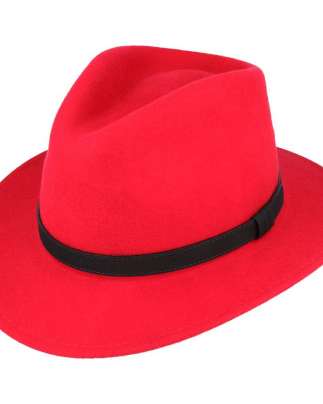 Fedora Hat Crushable Wool Felt With Leather Band