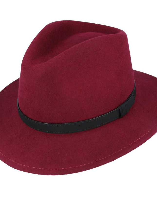 Fedora Hat Crushable Wool Felt With Leather Band