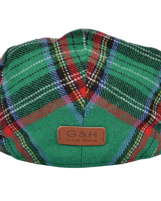 Men Scottish Tartan Wool Flat Caps
