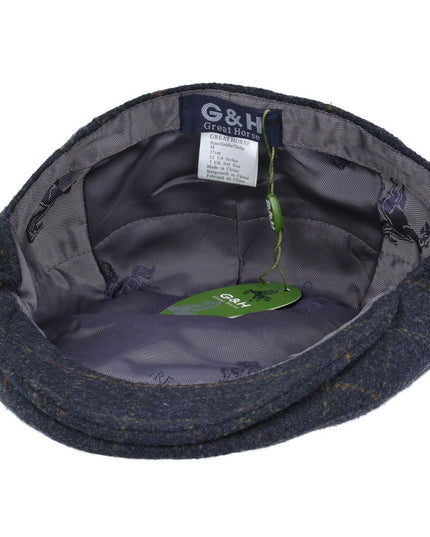 Men Wool Tweed Over Check Flat Caps