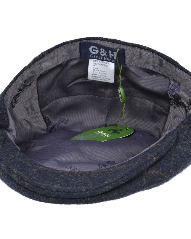 Men Wool Tweed Over Check Flat Caps