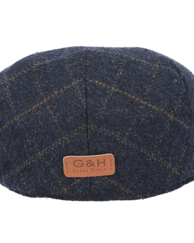 Men Wool Tweed Over Check Flat Caps