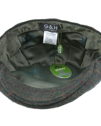 Men Wool Tweed Over Check Flat Caps