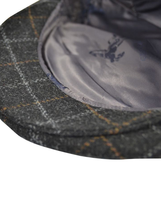Men Wool Tweed Over Check Flat Caps