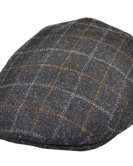 Men Wool Tweed Over Check Flat Caps