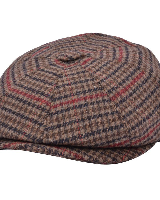 Check Tweed Newsboy Cap 8 Panel Gatsby Hat
