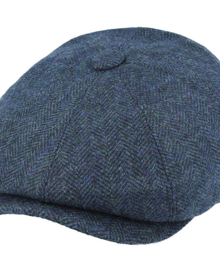 Classic Herringbone Newsboy Cap 100% Wool 8 Panel Hat