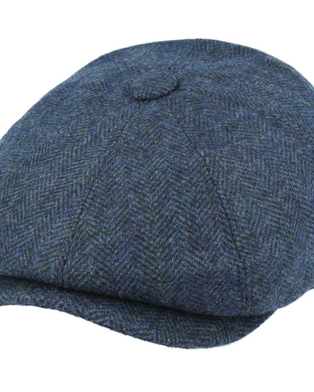 Classic Herringbone Newsboy Cap 100% Wool 8 Panel Hat