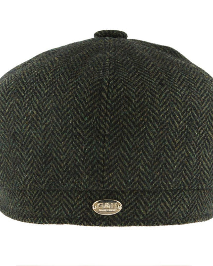 Classic Herringbone Newsboy Cap 100% Wool 8 Panel Hat