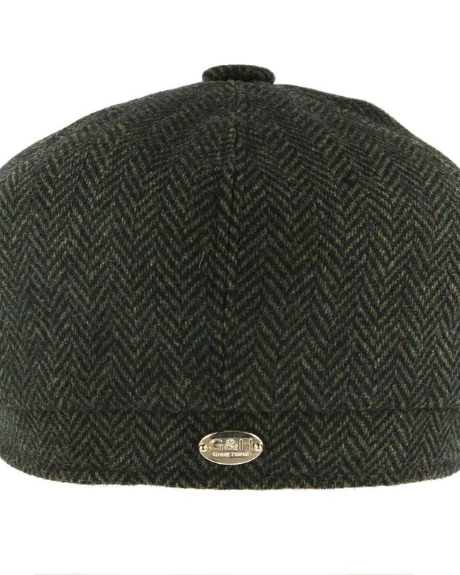 Classic Herringbone Newsboy Cap 100% Wool 8 Panel Hat