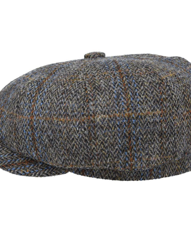 Harris Tweed Over Check Twill Newsboy Cap 100% Pure Scottish Wool