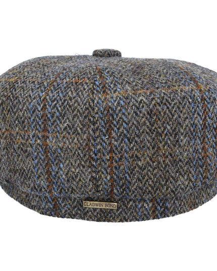 Harris Tweed Over Check Twill Newsboy Cap 100% Pure Scottish Wool
