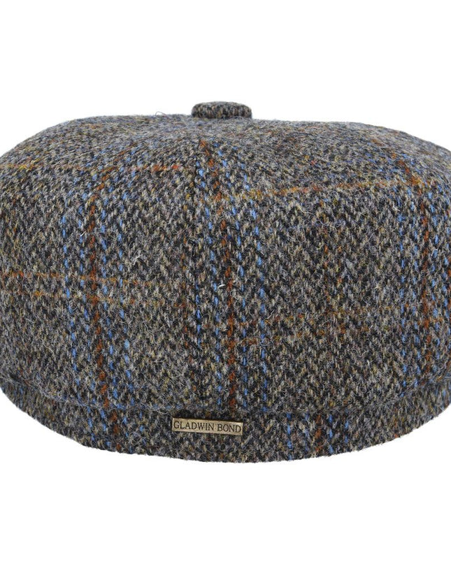 Harris Tweed Over Check Twill Newsboy Cap 100% Pure Scottish Wool