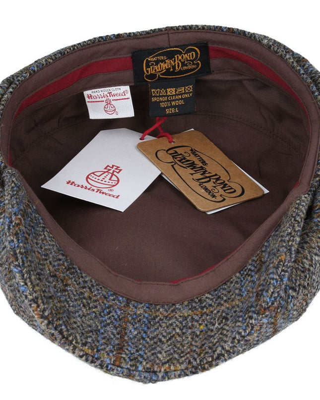 Harris Tweed Over Check Twill Newsboy Cap 100% Pure Scottish Wool