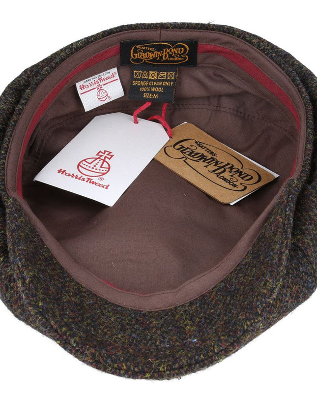 Harris Tweed Hat Newsboy Cap Herringbone 100% Pure Scottish Wool