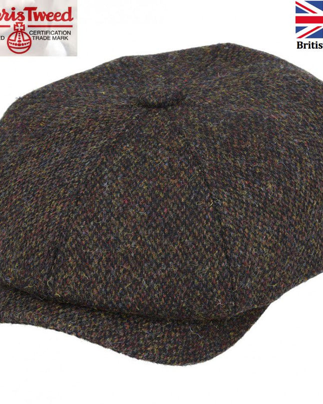 Harris Tweed Hat Newsboy Cap Herringbone 100% Pure Scottish Wool