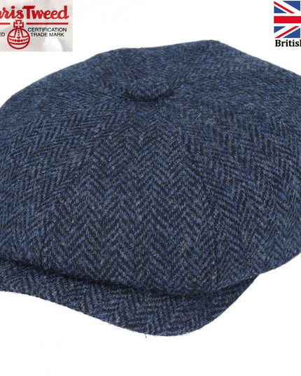 Harris Tweed Hat Newsboy Cap Herringbone 100% Pure Scottish Wool
