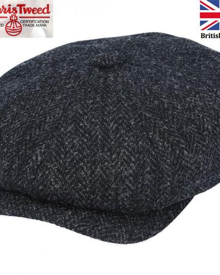 Harris Tweed Hat Newsboy Cap Herringbone 100% Pure Scottish Wool