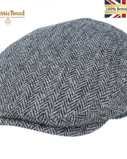 Harris Tweed Flat Cap 100% Pure Scottish Wool Herringbone Flat Cap