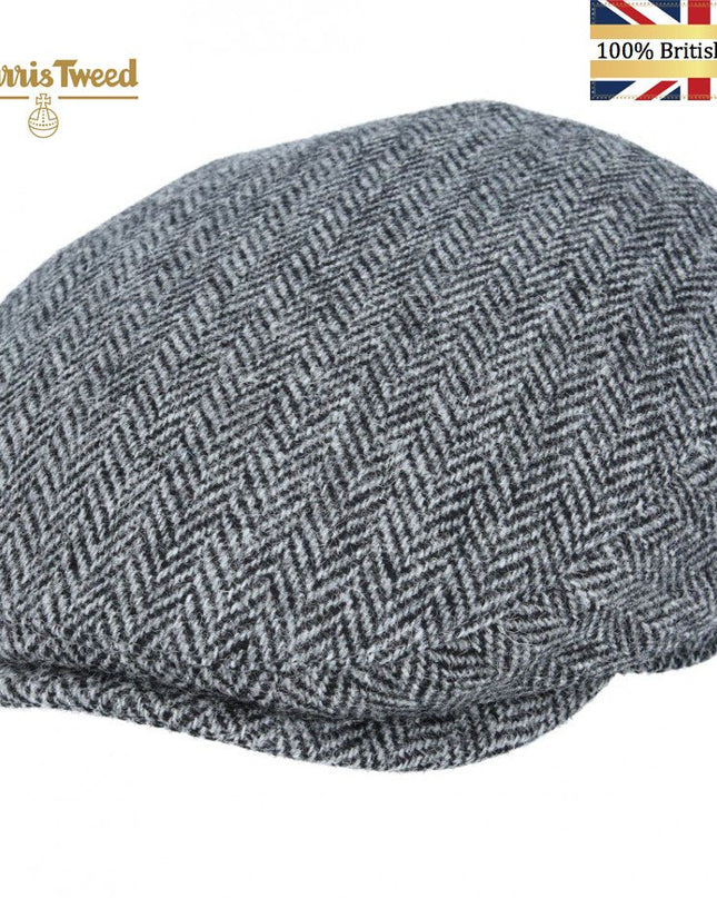Harris Tweed Flat Cap 100% Pure Scottish Wool Herringbone Flat Cap