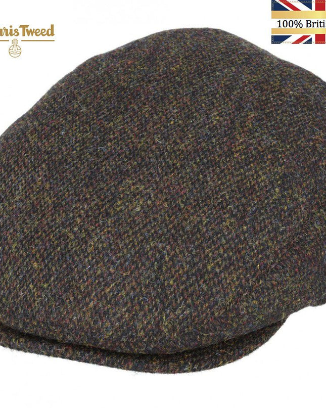 Harris Tweed Flat Cap 100% Pure Scottish Wool Herringbone Flat Cap