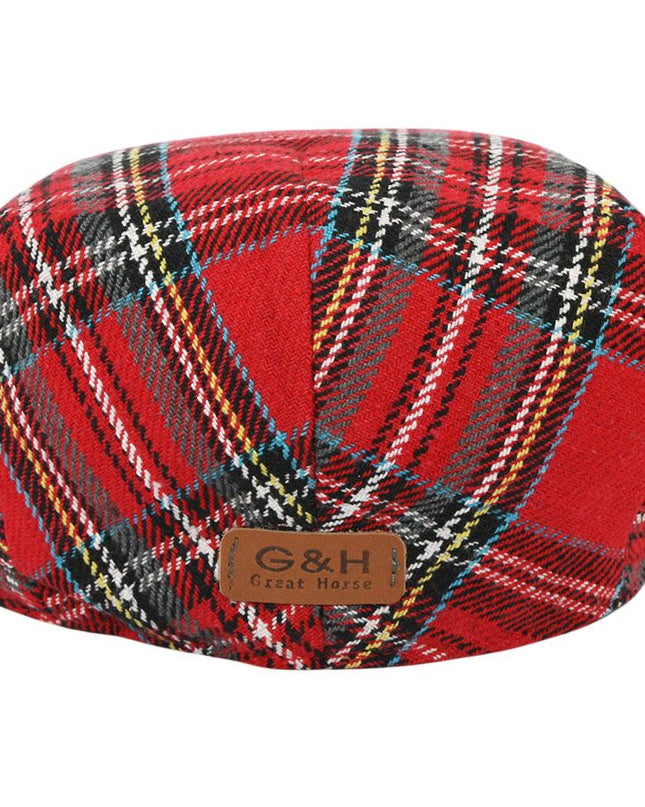 Men Scottish Tartan Wool Flat Caps