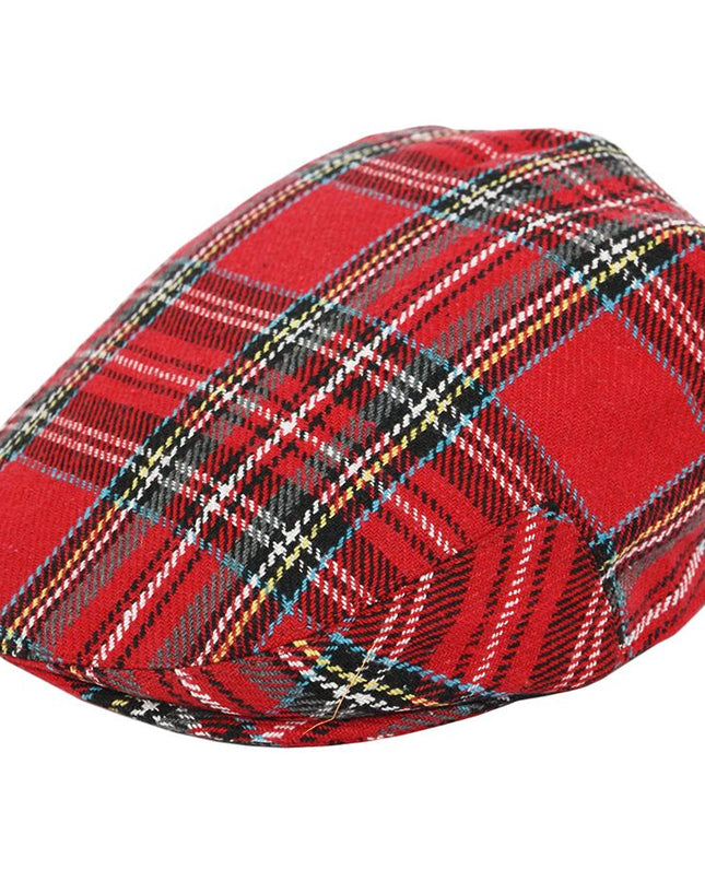 Men Scottish Tartan Wool Flat Caps