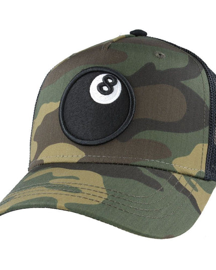 Carbon 8 Ball Mesh Trucker Baseball Cap