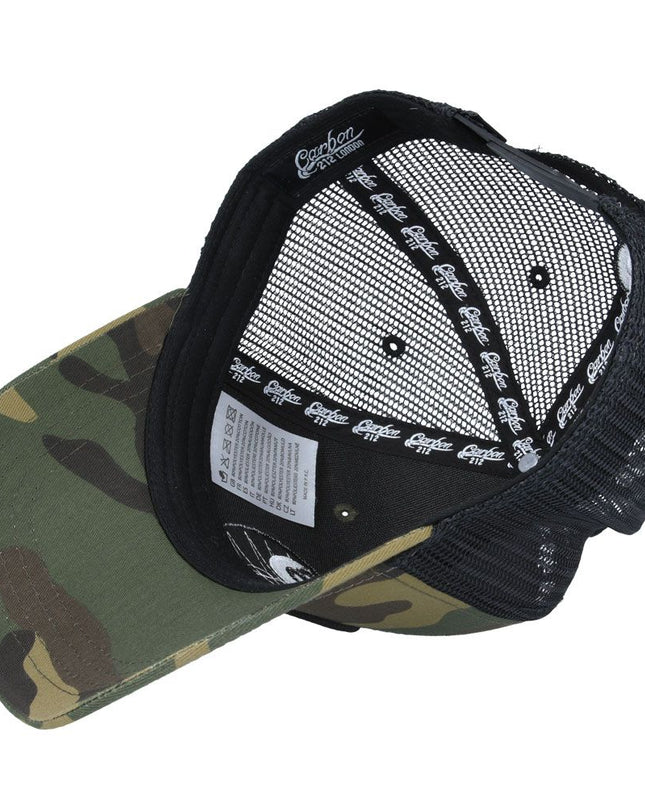 Carbon 8 Ball Mesh Trucker Baseball Cap