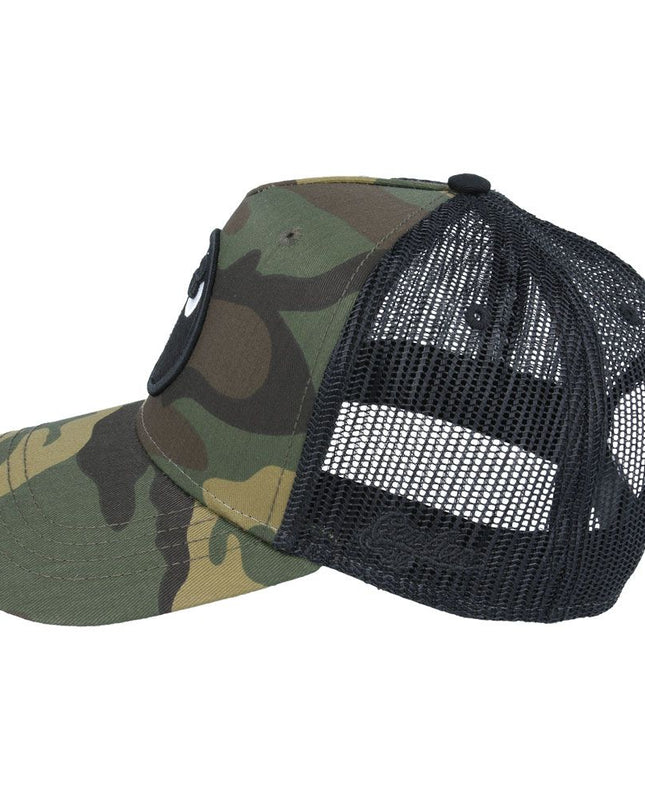 Carbon 8 Ball Mesh Trucker Baseball Cap