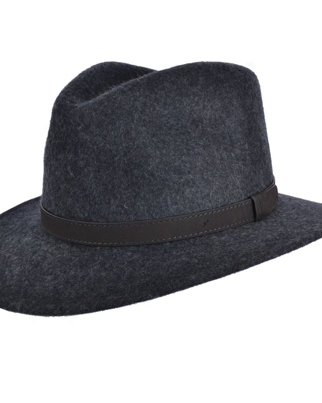 Fedora Hat Crushable Wool Felt With Leather Band