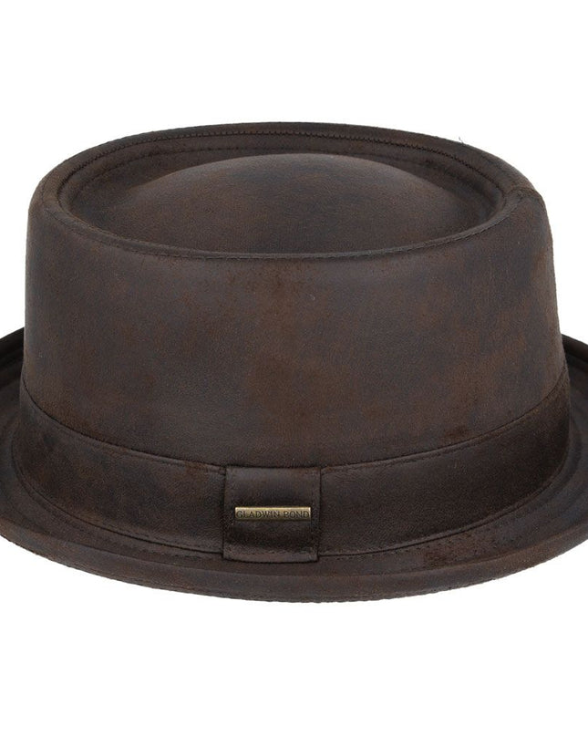 Gladwin Bond Leather Look Vintage Pork Pie Hat
