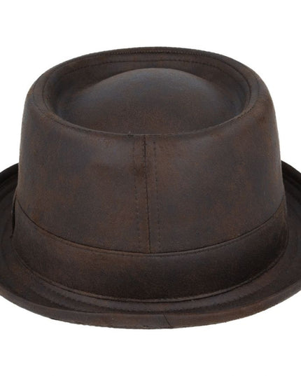 Gladwin Bond Leather Look Vintage Pork Pie Hat