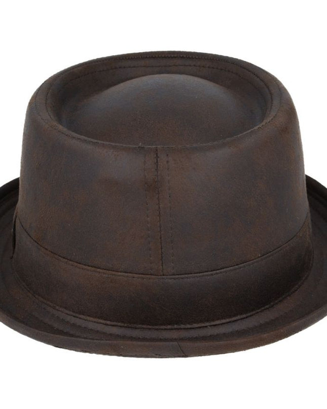 Gladwin Bond Leather Look Vintage Pork Pie Hat