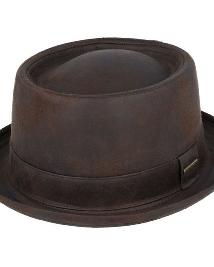 Gladwin Bond Leather Look Vintage Pork Pie Hat