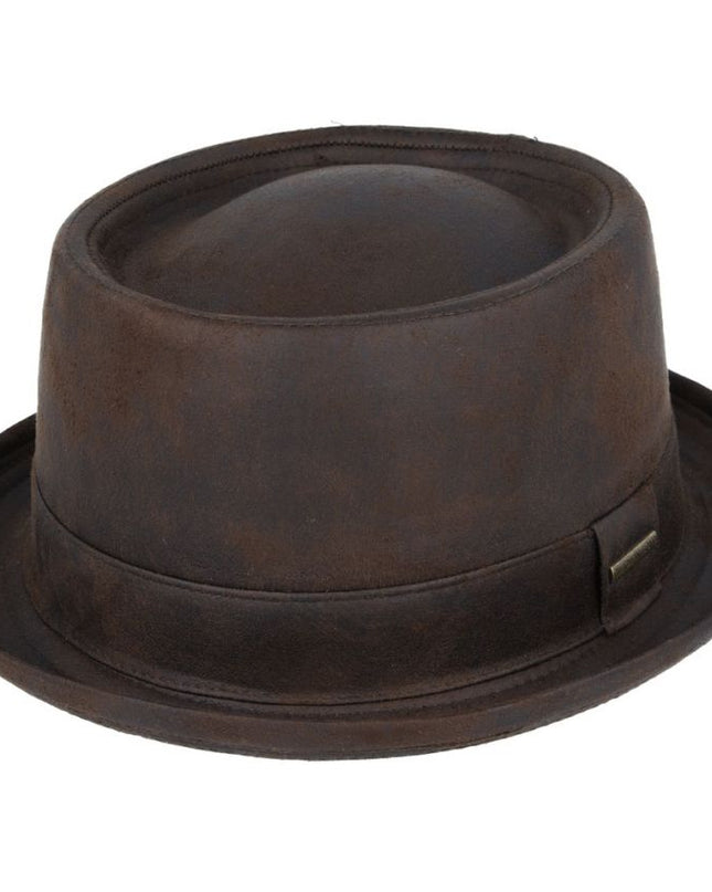 Gladwin Bond Leather Look Vintage Pork Pie Hat