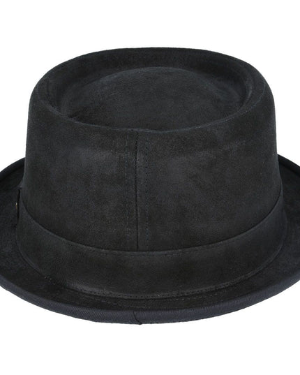 The Pork Pie Hat 100% Sheepskin Leather Vintage Hat