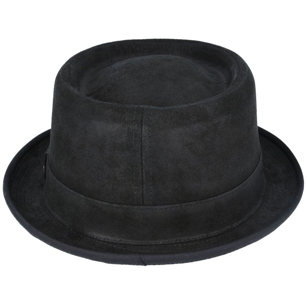 Vintage Leather Pork Pie Hat 100% Sheepskin