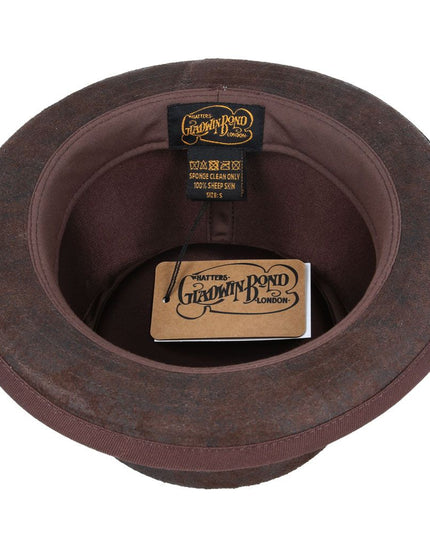 The Pork Pie Hat 100% Sheepskin Leather Vintage Hat