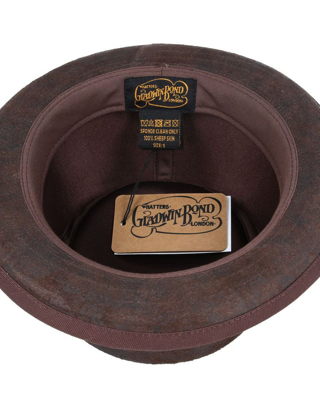 The Pork Pie Hat 100% Sheepskin Leather Vintage Hat