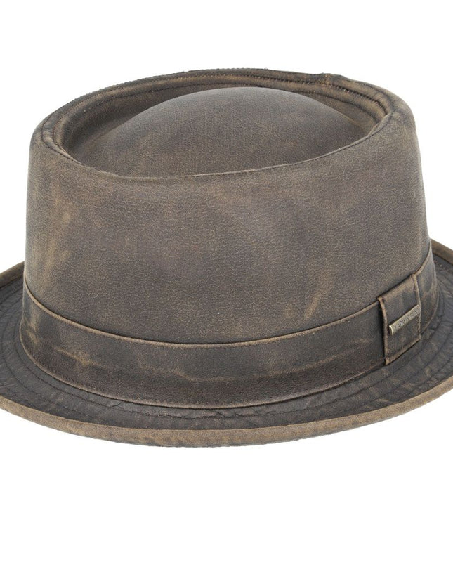 The Vintage Pork Pie Hat  100% Cotton Water Repellent - Brown