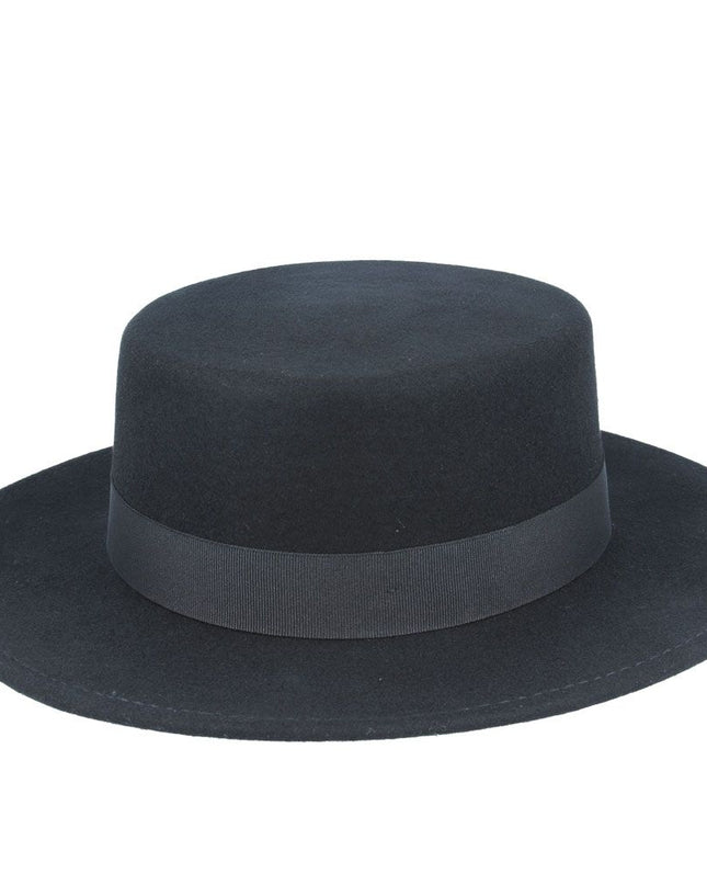 Wide Brim Pork Pie Hat 100% Wool Stiff Brim Boater Hat