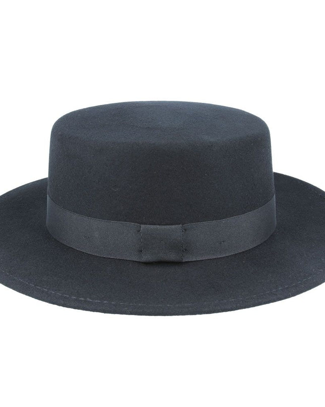 Wide Brim Pork Pie Hat 100% Wool Stiff Brim Boater Hat