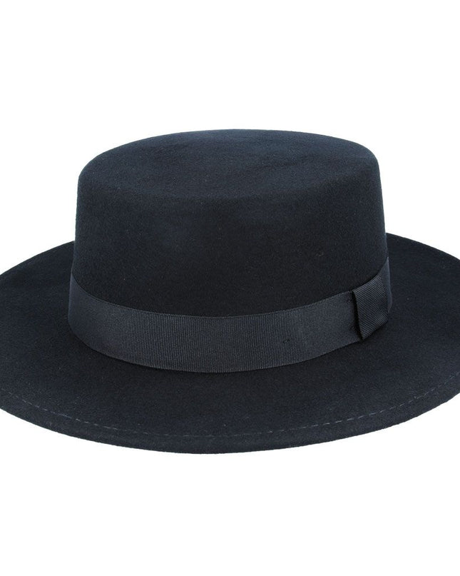Wide Brim Pork Pie Hat 100% Wool Stiff Brim Boater Hat