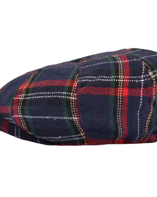 Men Scottish Tartan Newsboy Cap Wool Blend 8 Panel