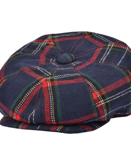 Men Scottish Tartan Newsboy Cap Wool Blend 8 Panel